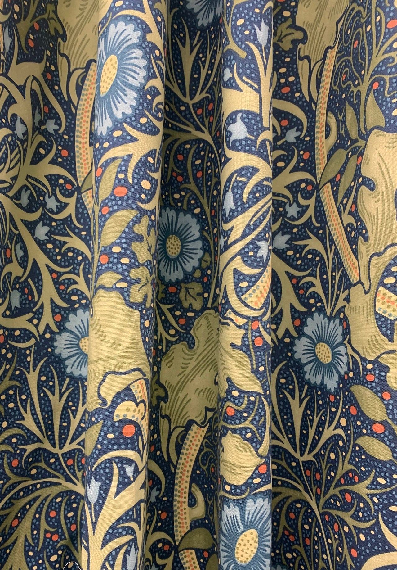 William Morris - Seaweed- Cobalt/Thyme  224472 -  Made to Measure Curtains Designer Home Decor