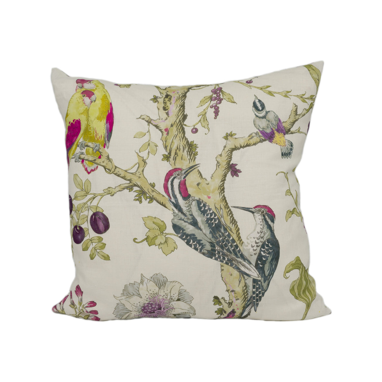 Lee Jofa - Somerfield - Magenta / Blue - Bright Colourful Floral Birds Cushion Cover Handmade Throw Pillow Designer Home Décor