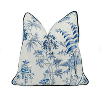 Thumbnail for Scalamandre - Nanjing - China Blue - Ancient Chinese Chinoiserie Designer Cushion Cover - Handmade Throw Pillow Luxury Home Decor