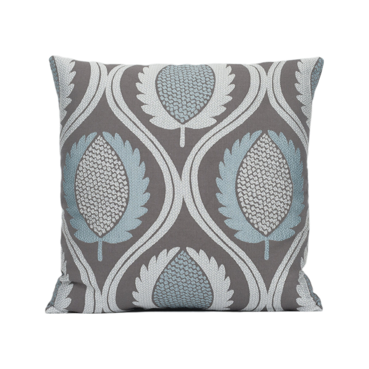 Jane Churchill - Carus - Aqua / Charcoal - Laurel Leaf Trellis Cushion Cover Handmade Throw Pillow Designer Home Décor