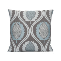 Thumbnail for Jane Churchill - Carus - Aqua / Charcoal - Laurel Leaf Trellis Cushion Cover Handmade Throw Pillow Designer Home Décor