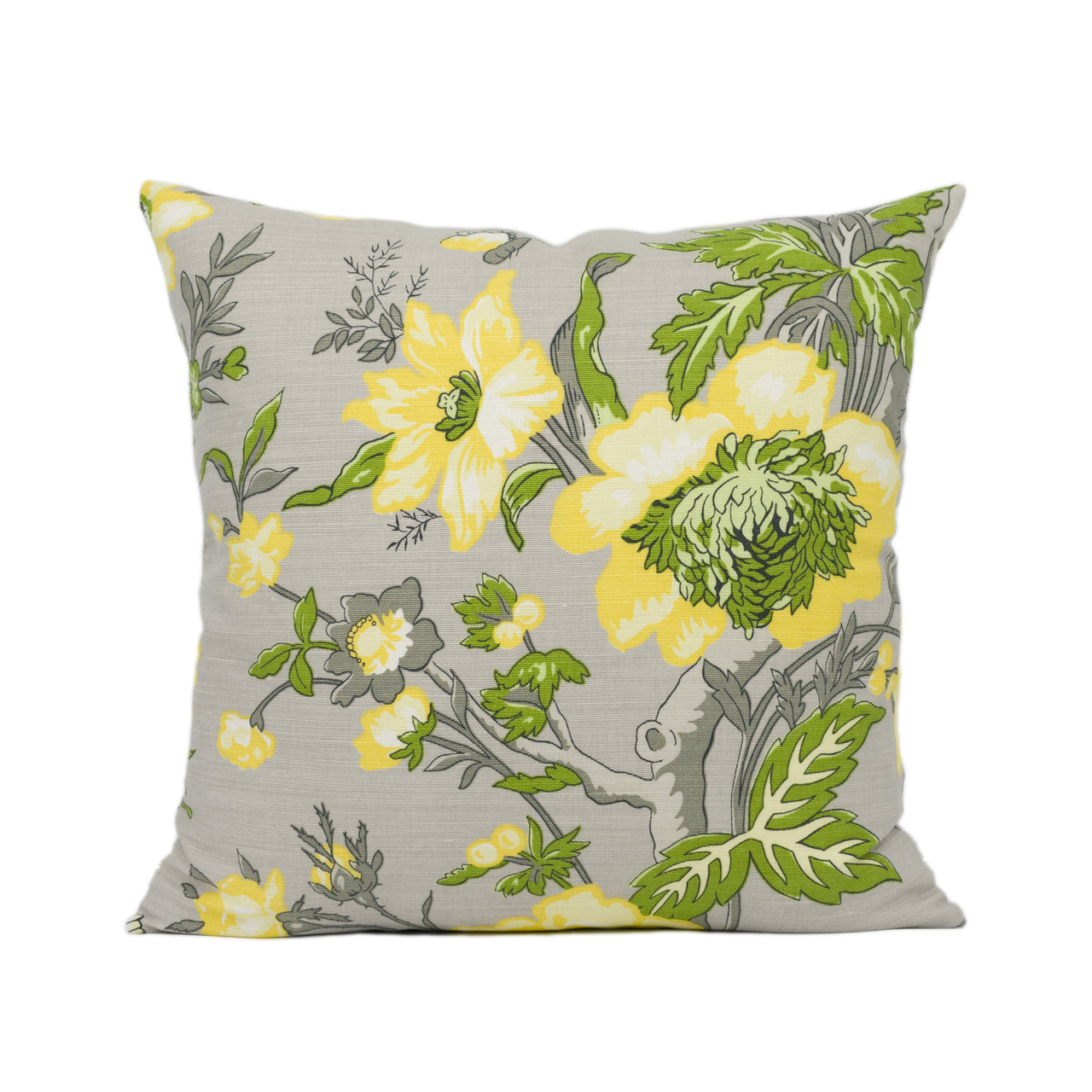 Thibaut - Nemour - Grey - Modern Floral Bird Print Cushion Cover Handmade Throw Pillow Designer Home Décor