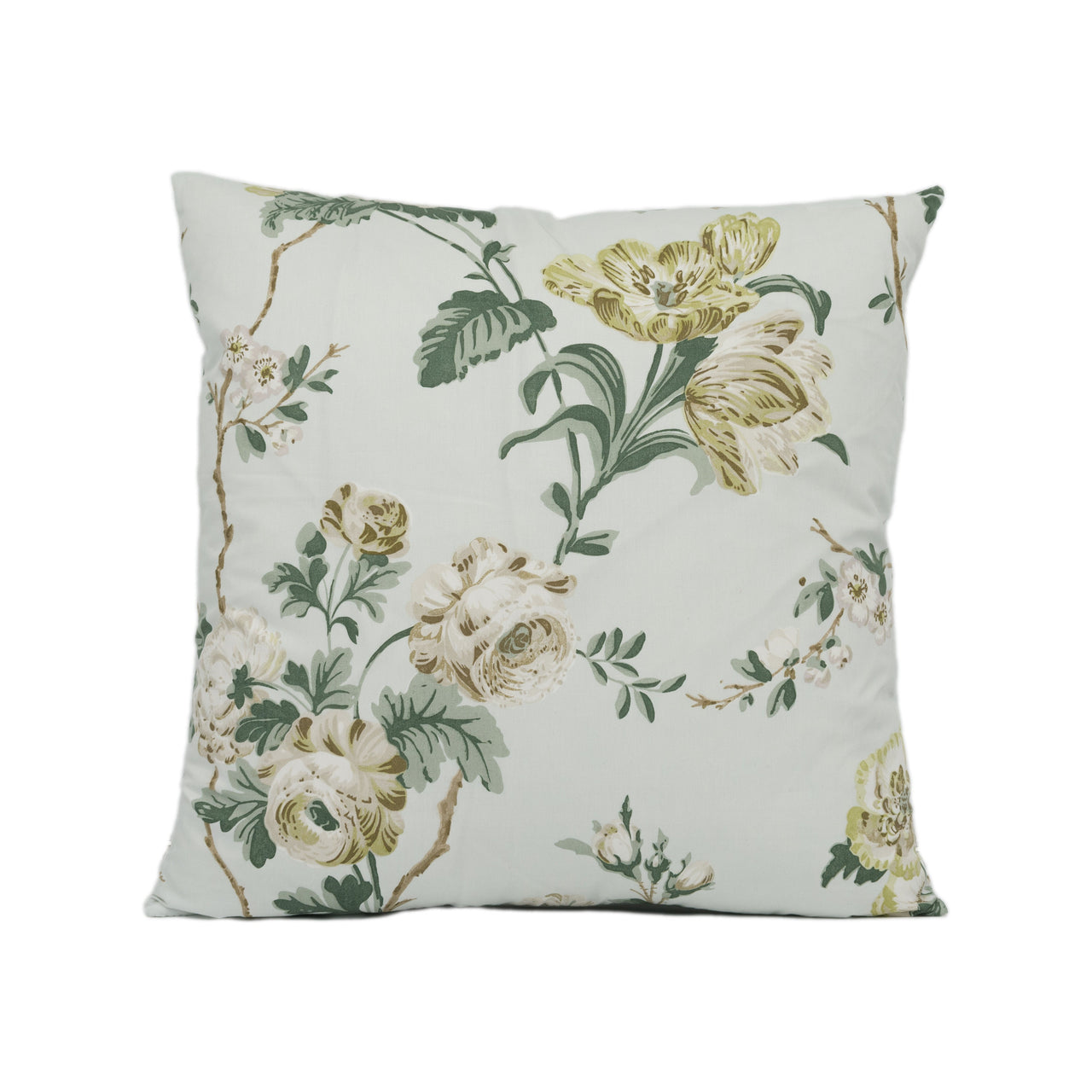 Schumacher - Betty Chintz - Celadon - Lush Floral Cushion Cover - Handmade Throw Pillow - Designer Home Décor