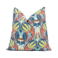 Thumbnail for Liberty - Katherine Nouveau - Indigo / Red - Beautiful Floral Art Nouveau Cushion Cover - Handmade Throw Pillow - Designer Home Décor