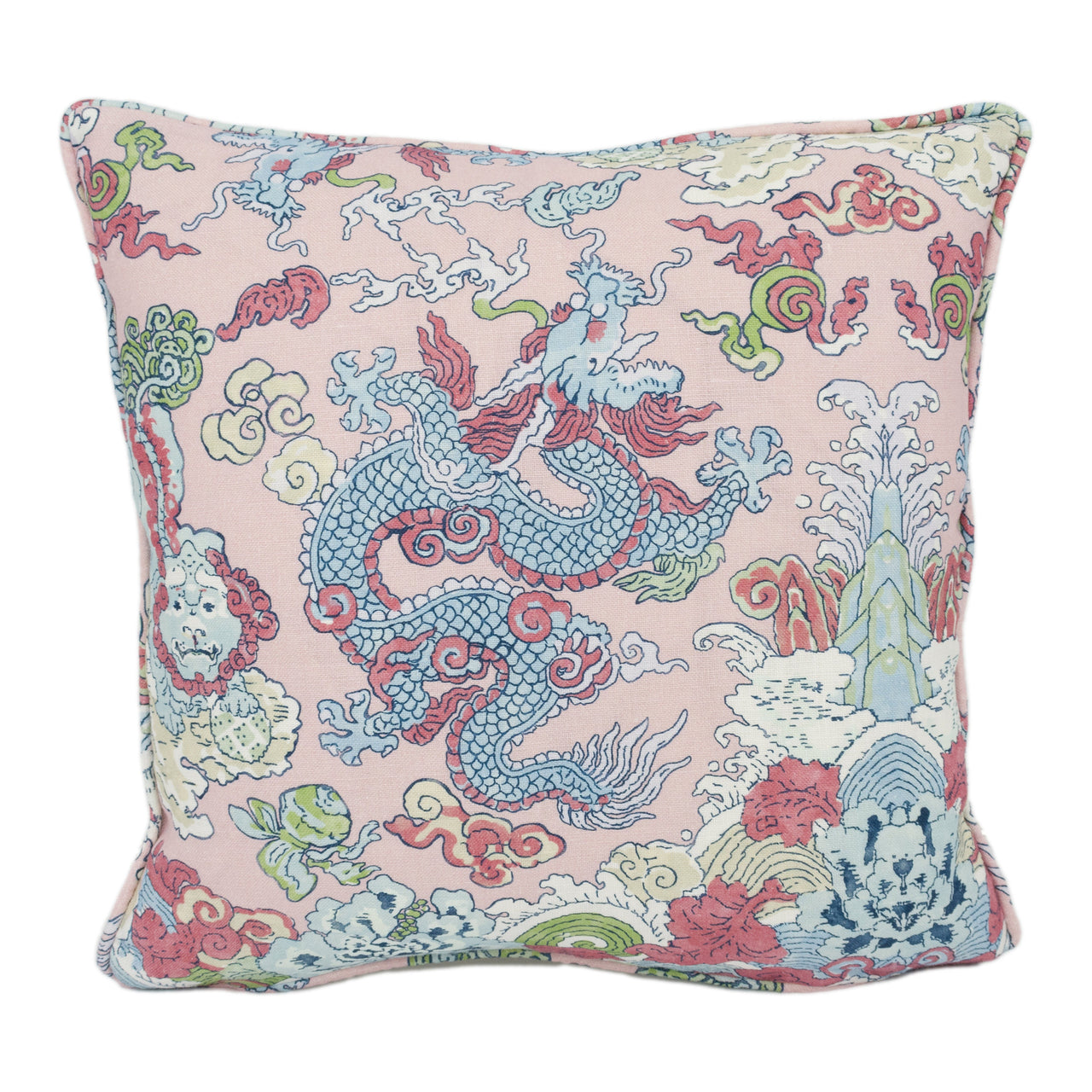 Schumacher - Magic Mountain Dragon - Blush - Fantastical Exotic Statement Cushion Cover - Handmade Throw Pillow - Luxury Home Décor