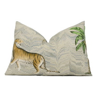 Thumbnail for Zoffany - Jaipur - Silver - Mogul Inspired Indian Tiger & Elephant Cushion Cover - Handmade Throw Pillow Designer Home Decor