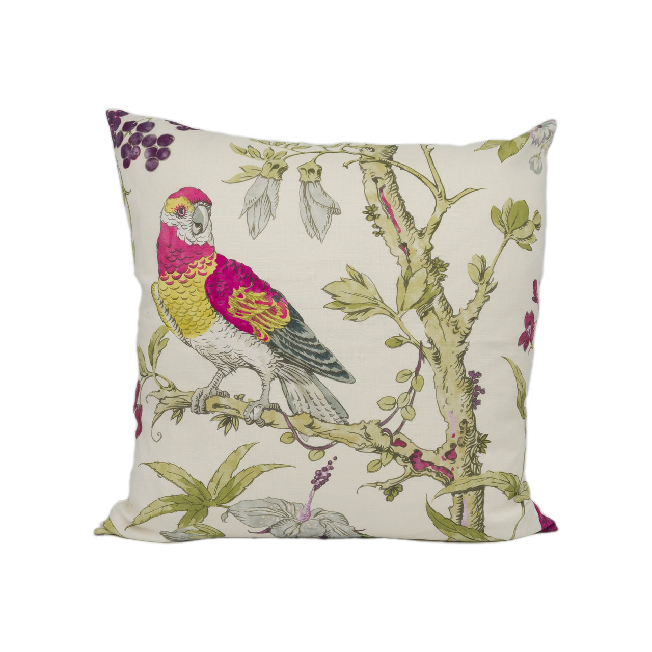 Lee Jofa - Somerfield - Magenta / Blue - Bright Colourful Floral Birds Cushion Cover Handmade Throw Pillow Designer Home Décor