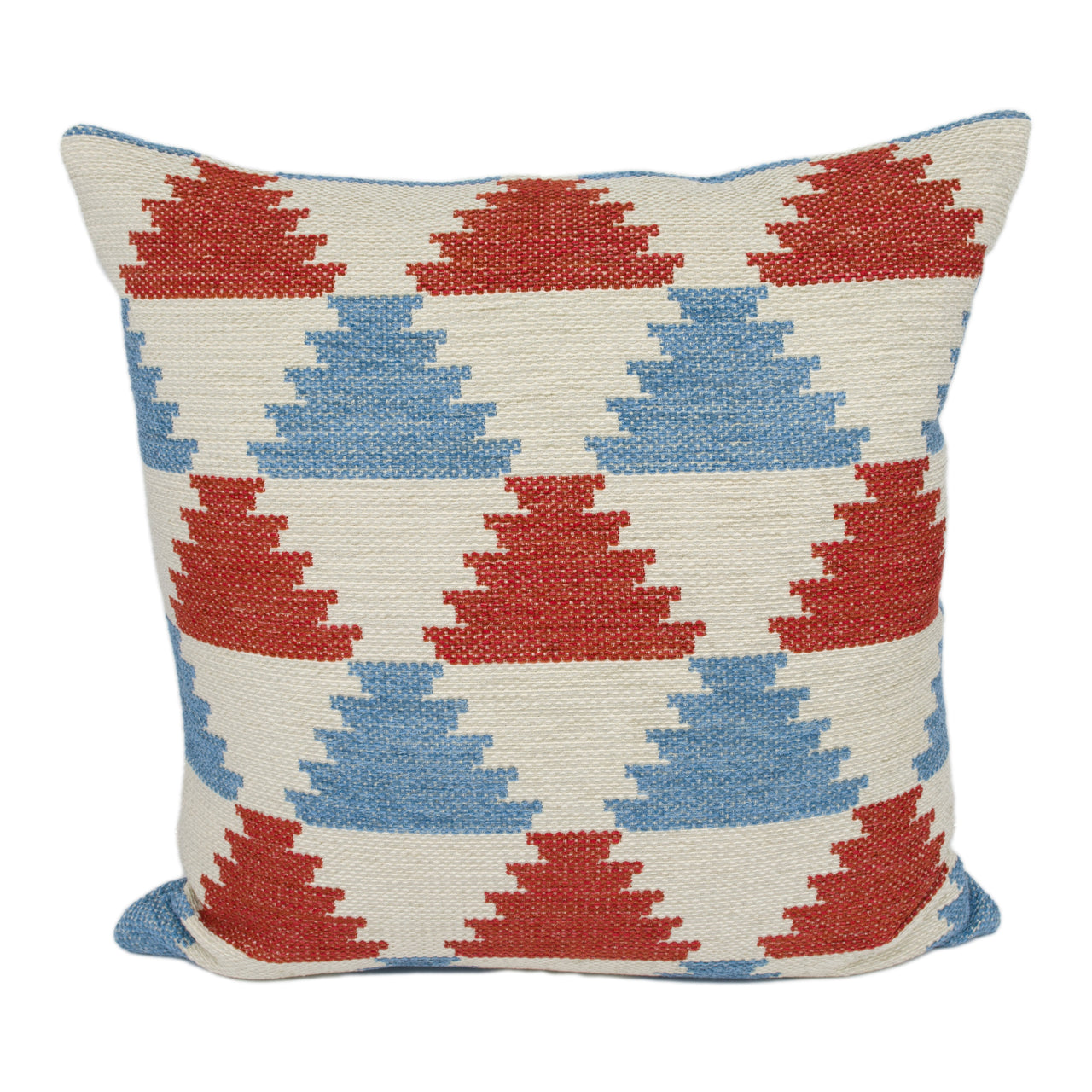 Jane Churchill - Ira - Red / Blue - Heavyweight Woven Geometric Cushion Cover Handmade Throw Pillow Designer Home Décor