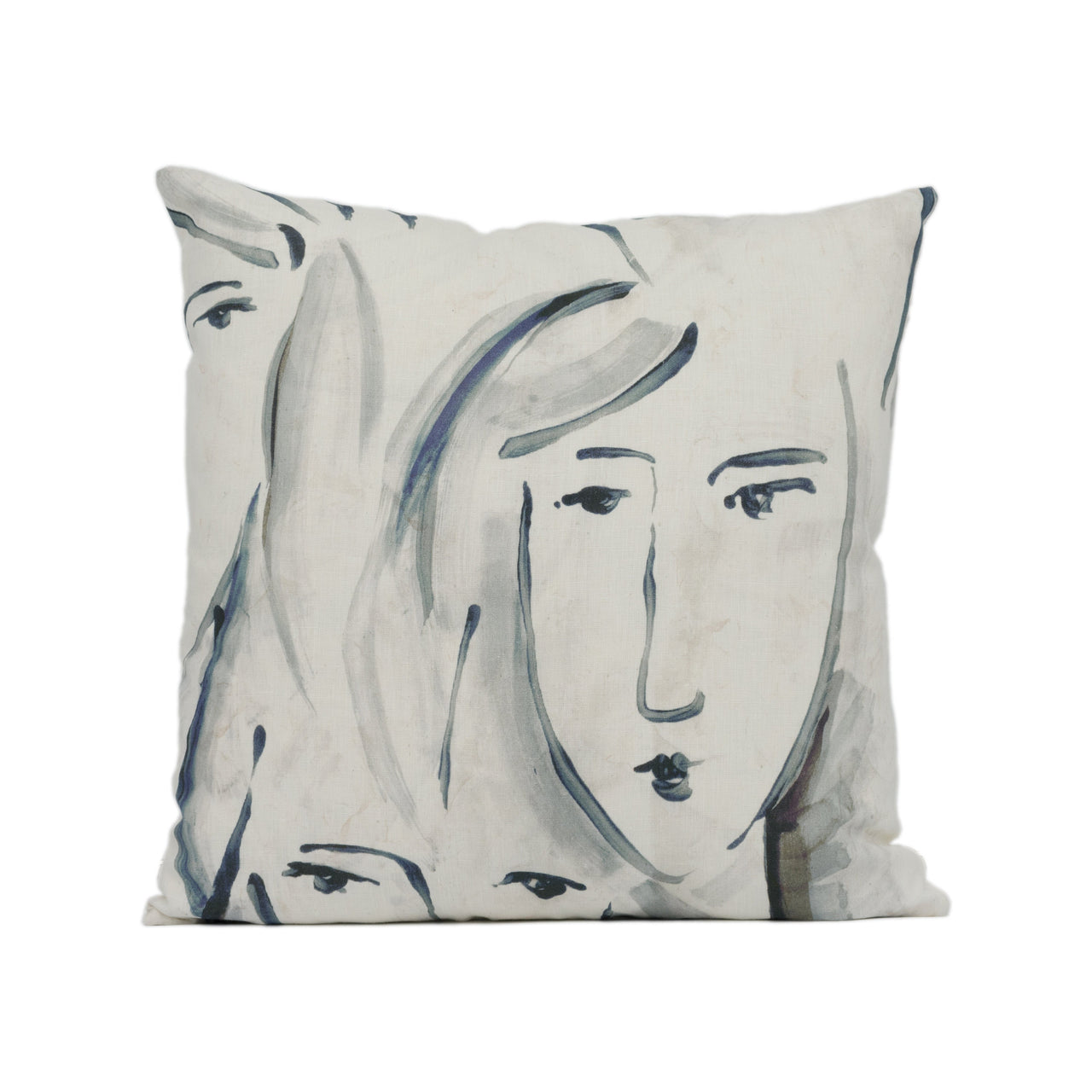 Zoffany - Les Dames - Charcoal - Elegant Painterly Artists Muse Cushion Cover Handmade Throw Pillow Designer Home Décor