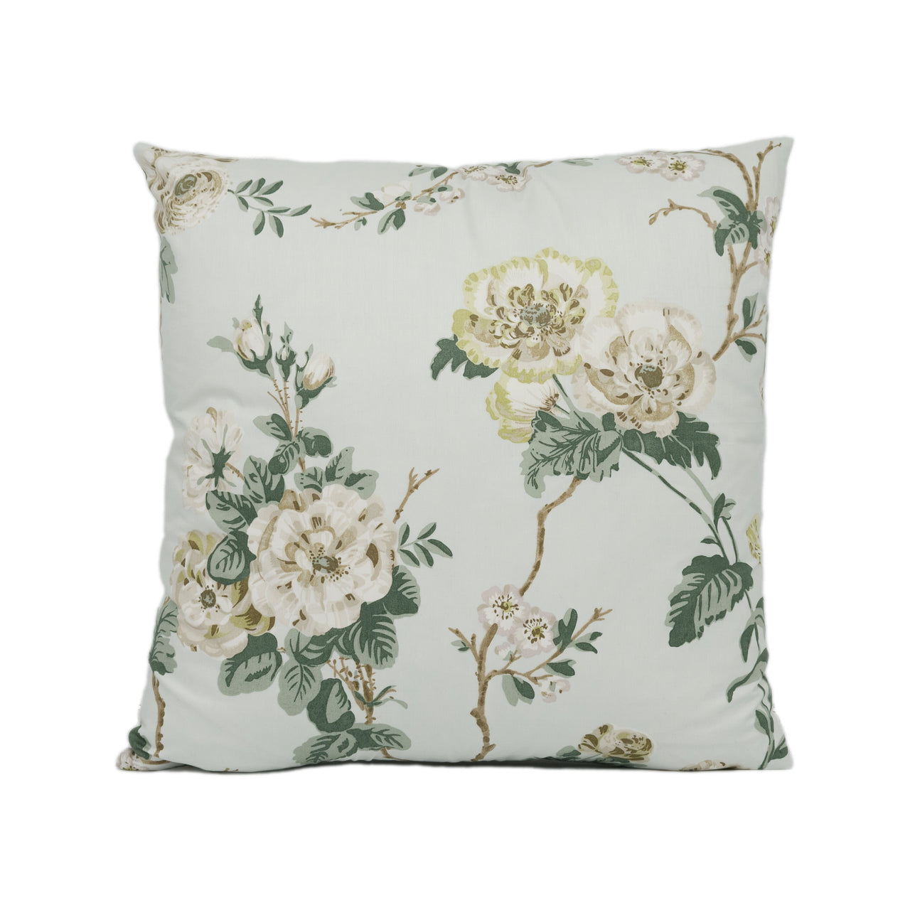 Schumacher - Betty Chintz - Celadon - Lush Floral Cushion Cover - Handmade Throw Pillow - Designer Home Décor