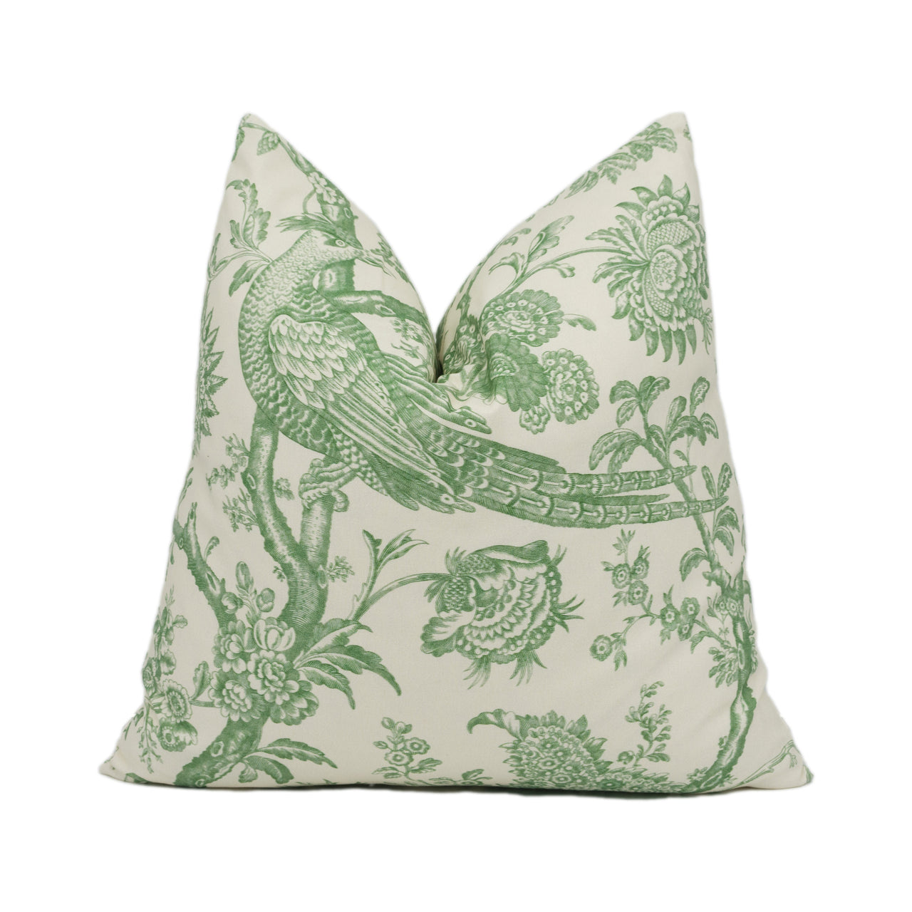 Brunschwig & Fils - Cevennes print - Aloe - Floral Chinoiserie Inspired Bird Cushion Cover - Handmade Throw Pillow - Designer Home Décor