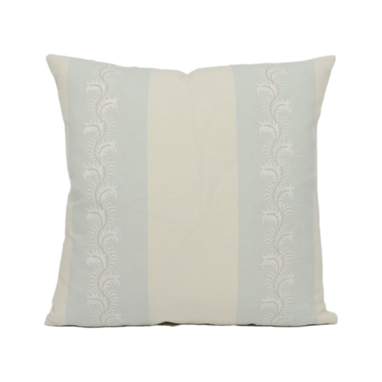 Colefax and Fowler - Feather Stripe - Aqua - Understated Embroidered Cushion Cover - Handmade Throw Pillow - Designer Home Décor