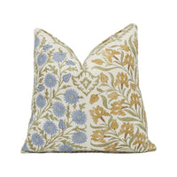 Thumbnail for Oscar De La Renta for Lee Jofa - Sameera - Sapphire / Gold - Exotic Floral Cushion Cover - Self Piped Throw Pillow - Designer Home Décor