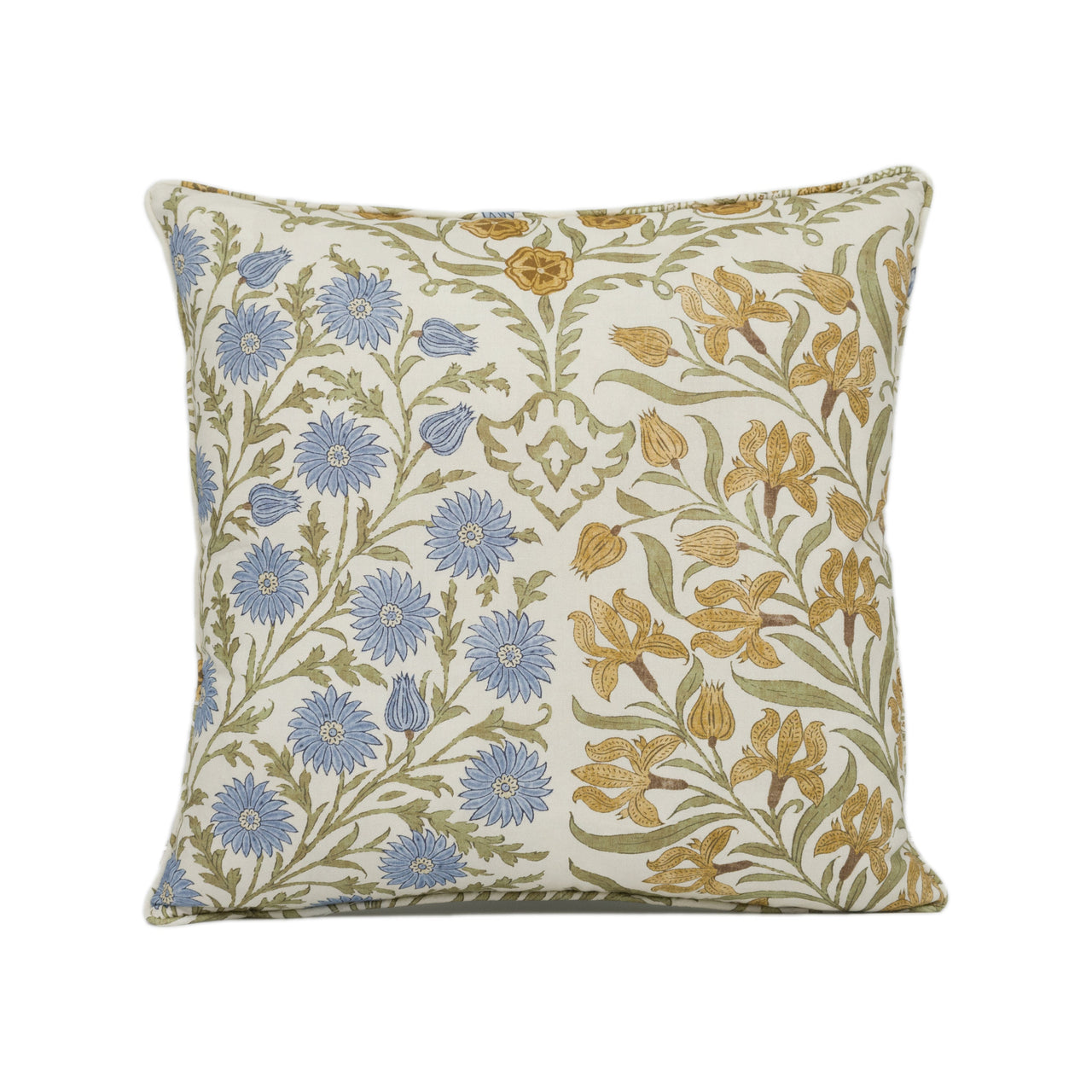 Oscar De La Renta for Lee Jofa - Sameera - Sapphire / Gold - Exotic Floral Cushion Cover - Self Piped Throw Pillow - Designer Home Décor