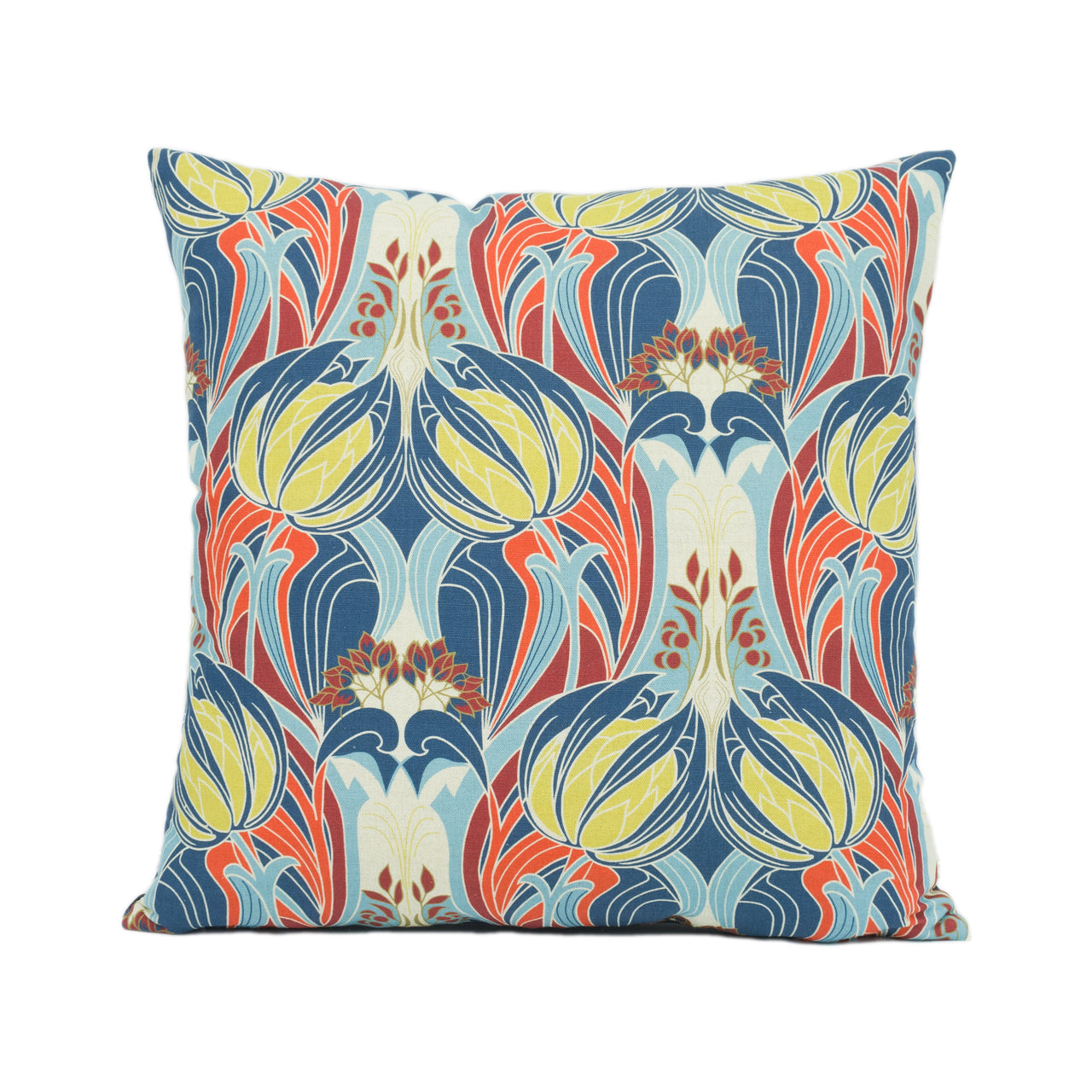 Liberty - Katherine Nouveau - Indigo / Red - Beautiful Floral Art Nouveau Cushion Cover - Handmade Throw Pillow - Designer Home Décor