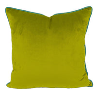 Thumbnail for Stunning Designer Contrast Piped Green & Aqua Velvet Cushion Cover - Handmade Throw Pillow - Designer Home Décor