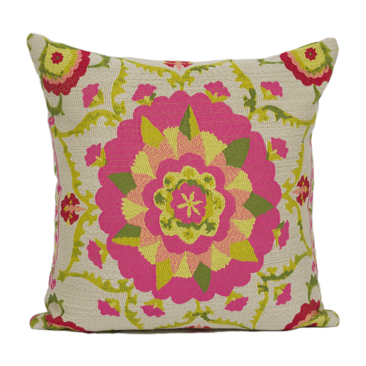 Sanderson - Anthos - Cerise / Lime - Stunning Woven Suzani Inspired Cushion Cover - Handmade Throw Pillow - Designer Home Décor