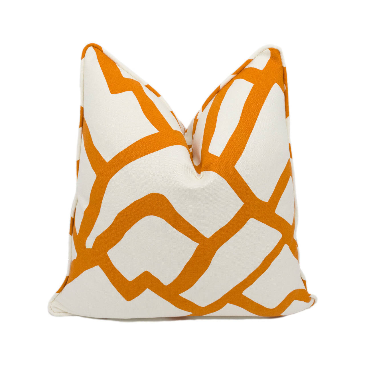 Schumacher - Zimba - Orange - Stylish Self Piped Graphic Avant Garde Designer Cushion Cover - Handmade Throw Pillow - Luxury Home Décor