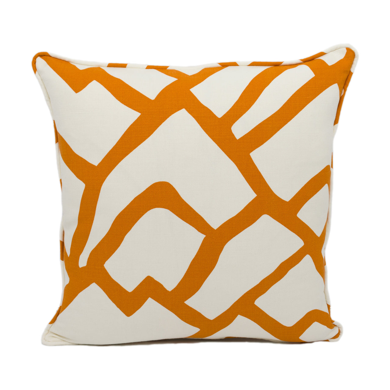 Schumacher - Zimba - Orange - Stylish Self Piped Graphic Avant Garde Designer Cushion Cover - Handmade Throw Pillow - Luxury Home Décor