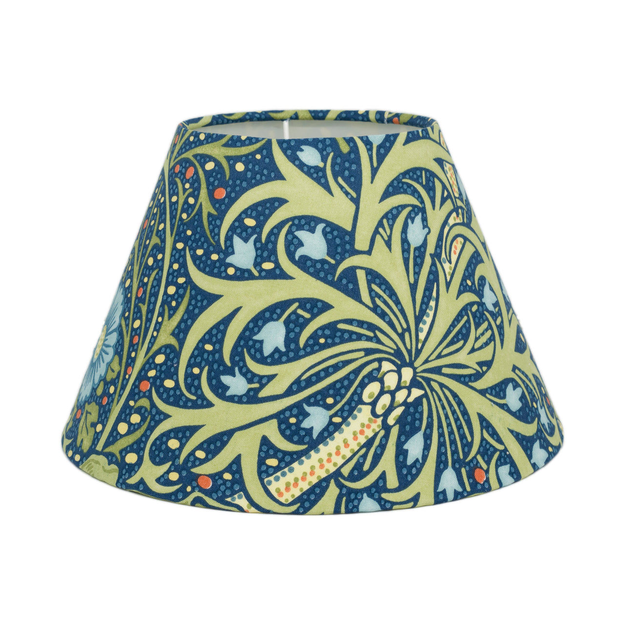 William Morris - Seaweed - Cobalt / Thyme - Coolie Lampshade - Conical Ceiling Light - Art Nouveau Floral - Handmade Designer Home Décor