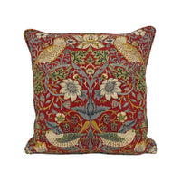 Thumbnail for William Morris - Strawberry Thief - Crimson / Slate Stunning Iconic Classic Designer Cushion Cover - Handmade Home Decor - Luxury Throw