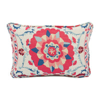 Thumbnail for Sanderson - Anthos - Indigo / Red - Woven Jacquard Uzbekistani Suzani Inspired Designer Cushion Cover - Luxury Throw Pillow - Handmade Home