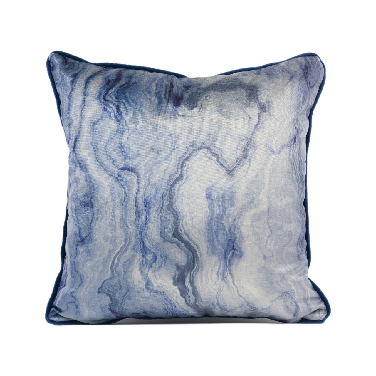 Panaz - Magma - Indigo - Dramatic Large Scale Marble Effect Contrast Piped Cushion Cover - Handmade Throw Pillow - Designer Home Décor