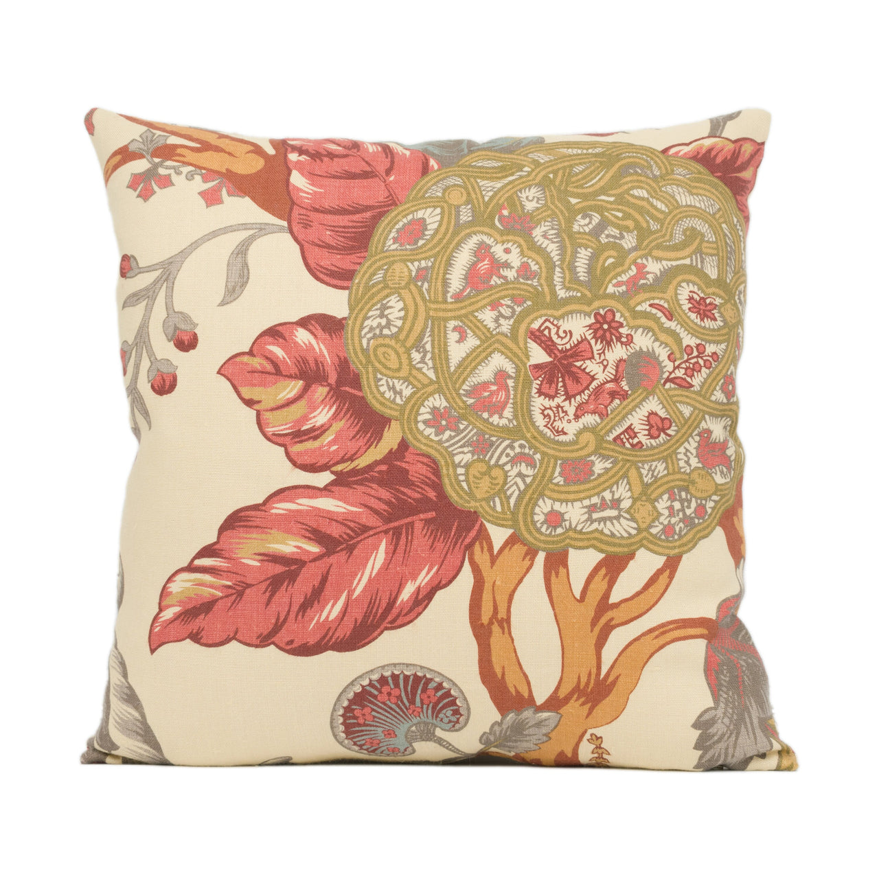 Schumacher - Mandalay Tree - Document - Classic Floral Vine Cushion Cover - Handmade Throw Pillow - Designer Home Décor