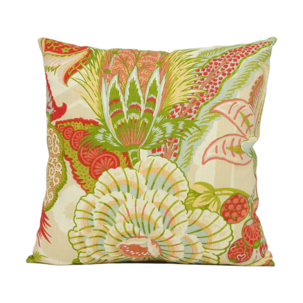 Schumacher - Zanzibar Linen Print - Melon - Art Deco Inspired Floral Cushion Cover - Handmade Throw Pillow - Designer Home Décor