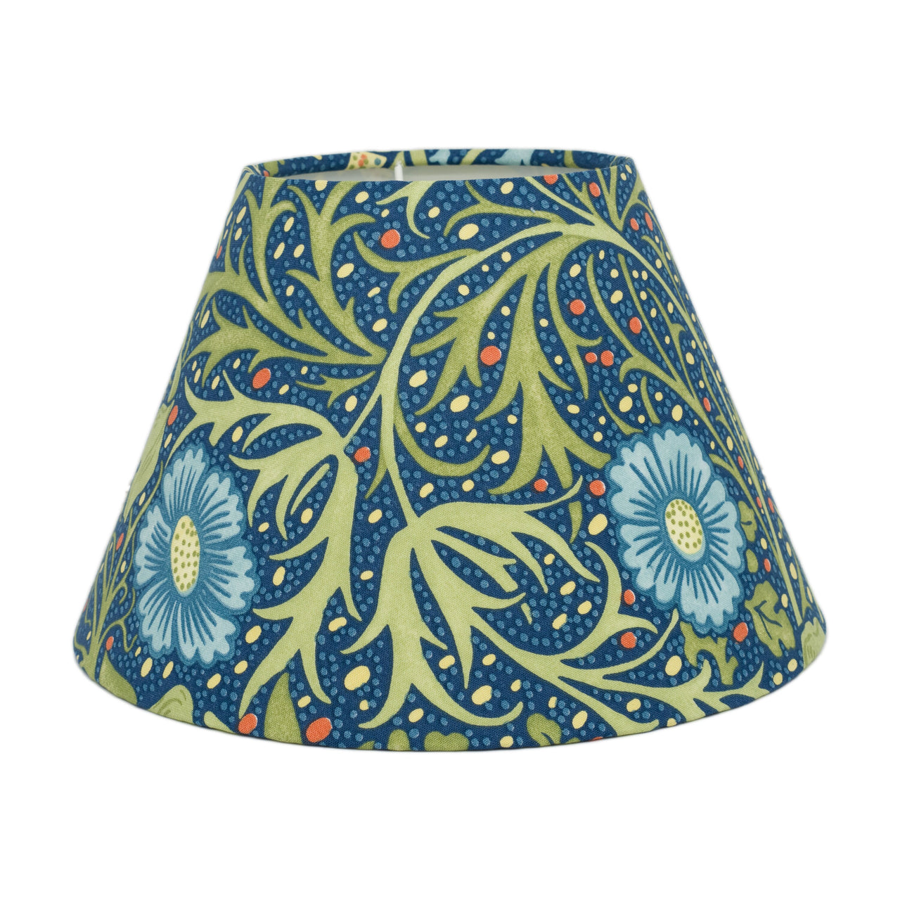 William Morris - Seaweed - Cobalt / Thyme - Coolie Lampshade - Conical Ceiling Light - Art Nouveau Floral - Handmade Designer Home Décor