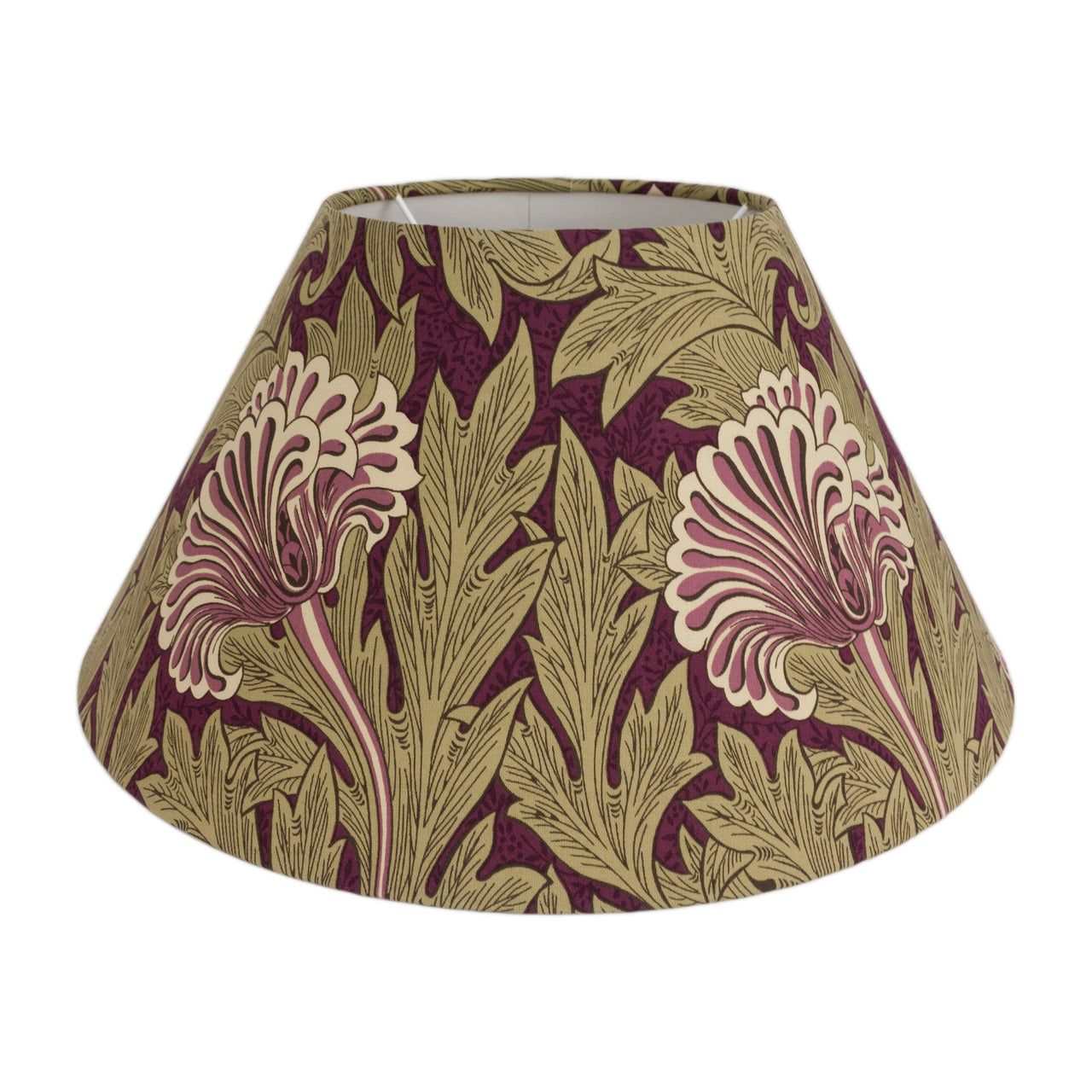 William Morris - Tulip - Heather / Olive - Coolie Lampshade - Conical Ceiling Light - Classic English Floral - Handmade Designer Home Décor