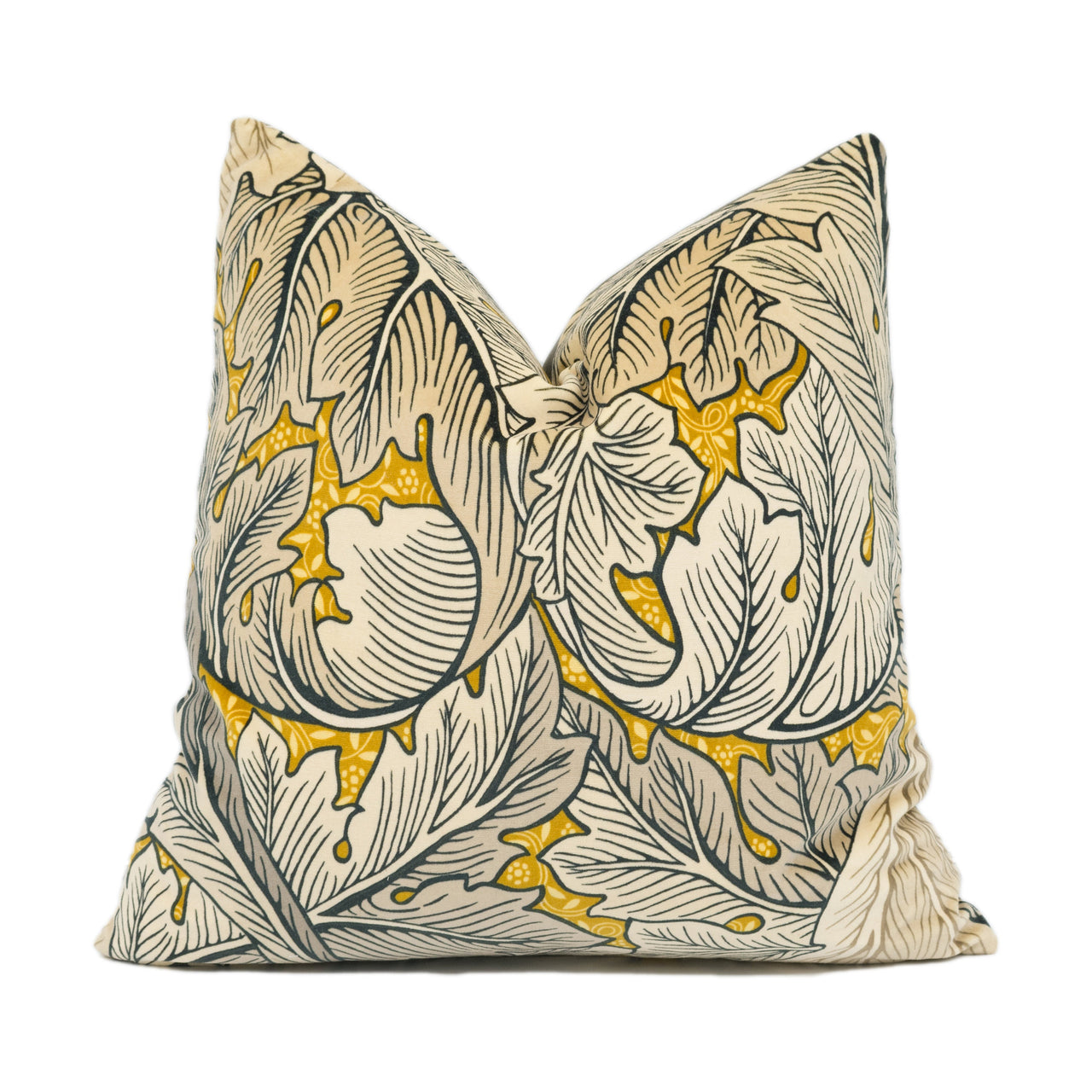 William Morris - Acanthus Velvet - Mustard / Grey - Handmade Cushion Cover Throw Pillow Designer Home Décor