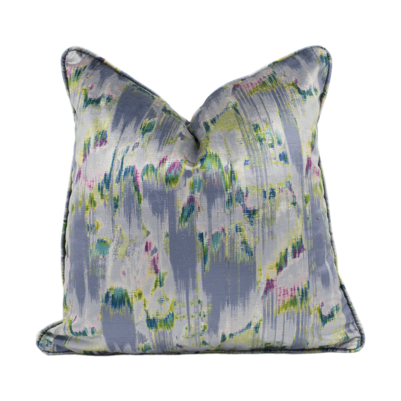 Panaz - Solaris - Cornflower - Subtle Feathered Abstract Velvet Cushion Cover - Handmade Throw Pillow - Designer Home Décor