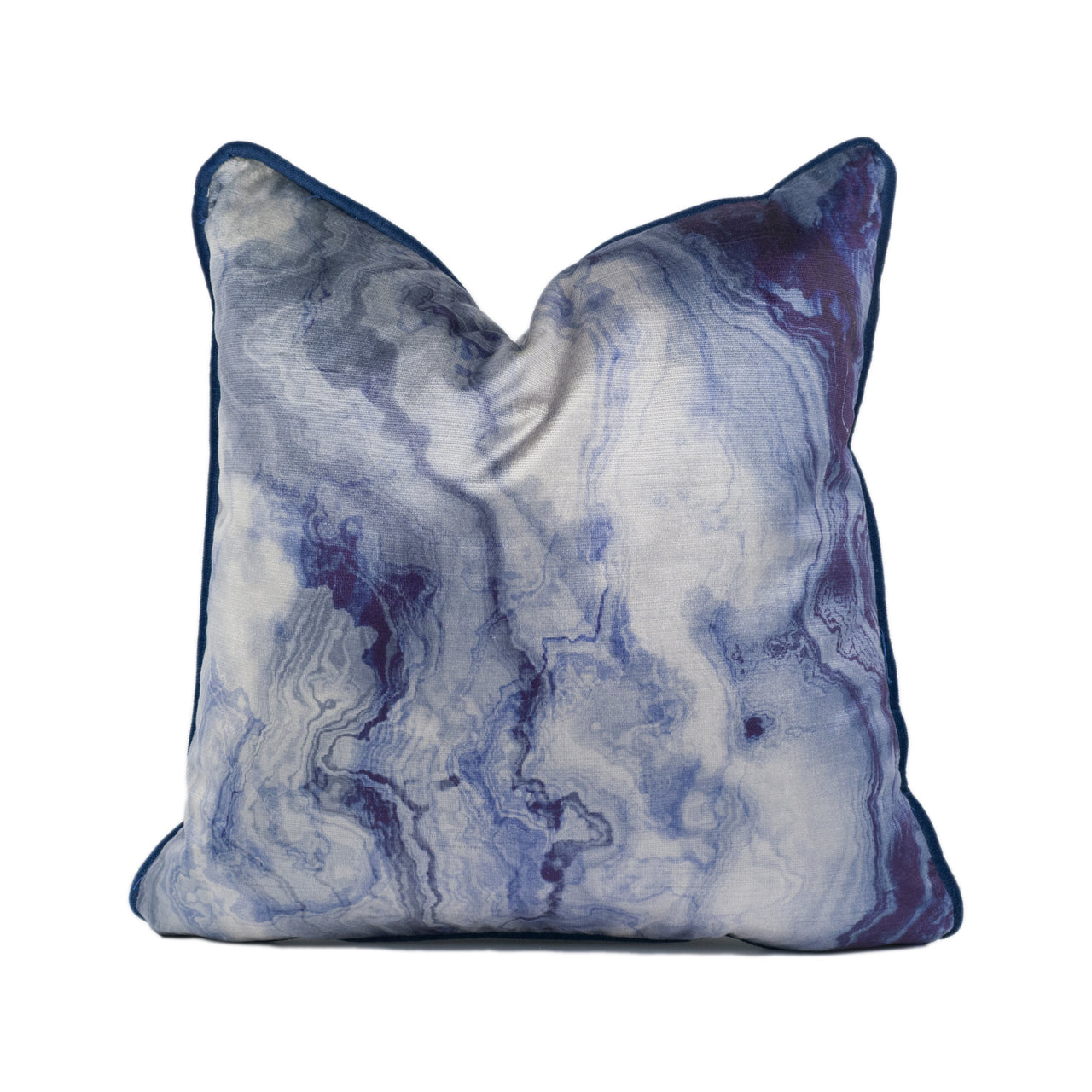 Panaz - Magma - Indigo - Dramatic Large Scale Marble Effect Contrast Piped Cushion Cover - Handmade Throw Pillow - Designer Home Décor