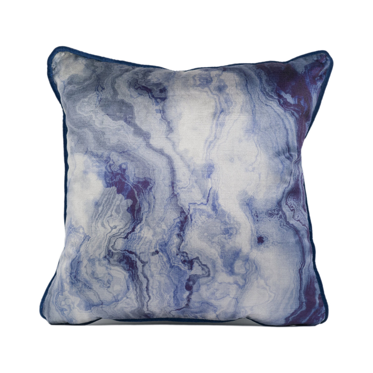 Panaz - Magma - Indigo - Dramatic Large Scale Marble Effect Contrast Piped Cushion Cover - Handmade Throw Pillow - Designer Home Décor