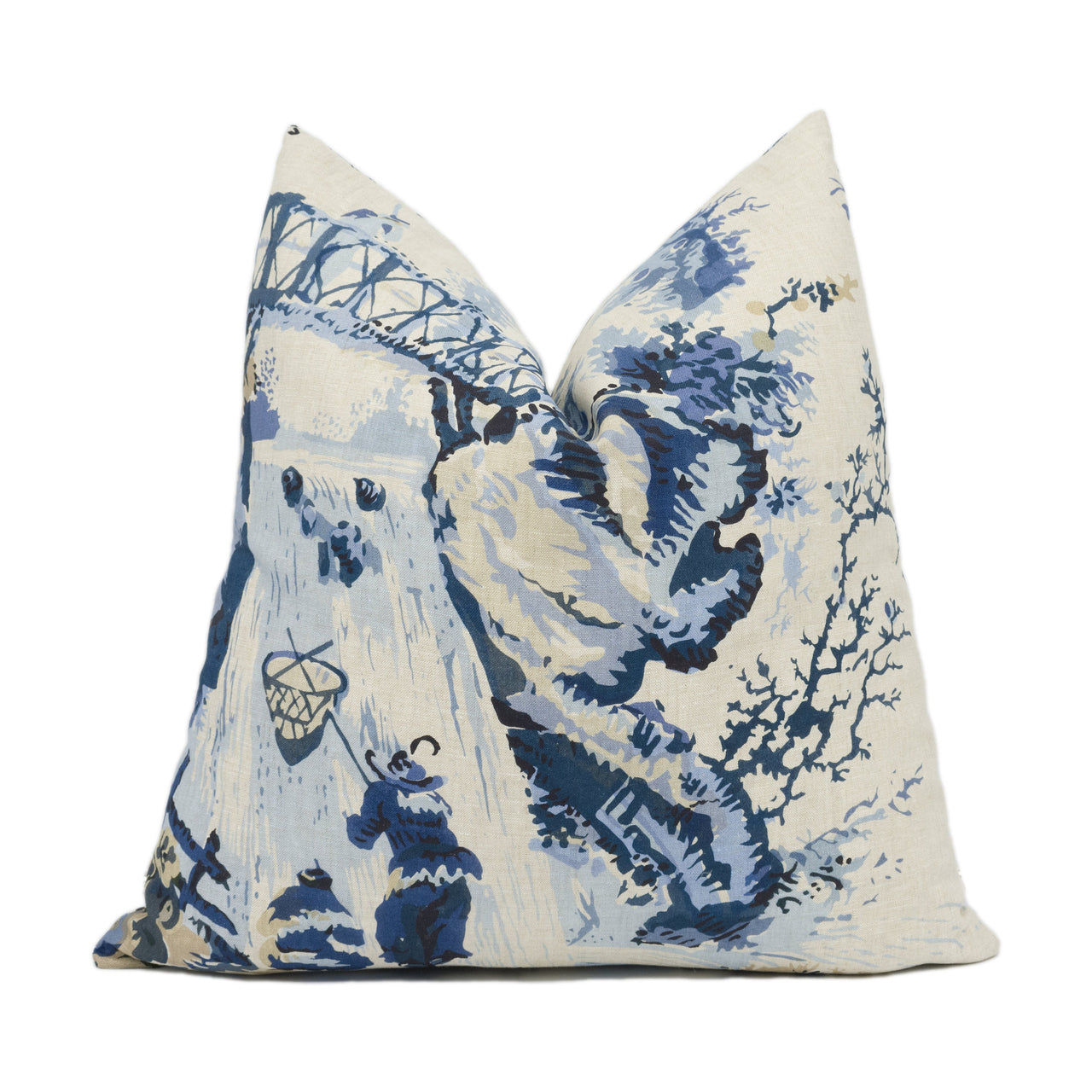 Thibaut - Moorea - Blue - Asian Toile Inspired Cushion Cover - Designer Home Décor - Handmade Throw Pillow