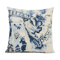 Thumbnail for Thibaut - Moorea - Blue - Asian Toile Inspired Cushion Cover - Designer Home Décor - Handmade Throw Pillow