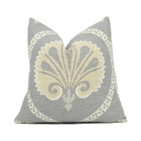 Thumbnail for Thibaut - Kimberly - Grey - Stunning Stylized Floral Scroll Cushion Cover - Handmade Throw Pillow - Designer Home Décor