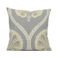 Thumbnail for Thibaut - Kimberly - Grey - Stunning Stylized Floral Scroll Cushion Cover - Handmade Throw Pillow - Designer Home Décor