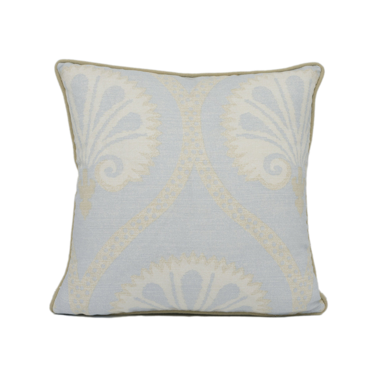 Thibaut - Kimberly - Aqua - Stunning Stylized Floral Scroll Contrast Piped Cushion Cover - Handmade Throw Pillow - Designer Home Décor