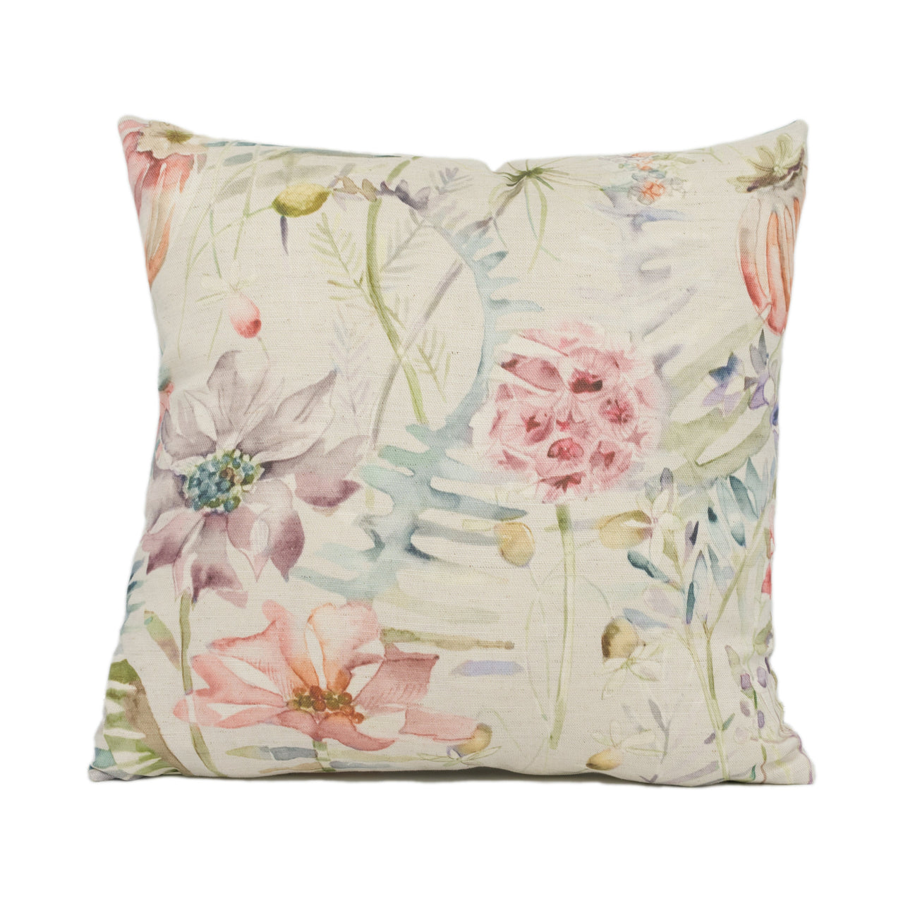 Voyage - Edenmuir - Cinnamon Linen - Watercolour Floral Field Cushion Cover - Handmade Throw Pillow - Designer Home Décor