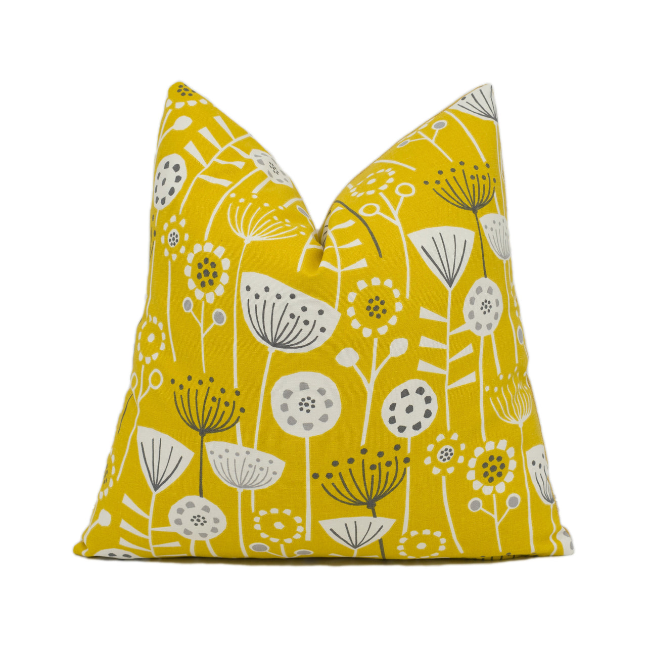 Fryetts - Bergen - Ochre - Playful Bright Scandinavian Style Floral Cushion Cover - Handmade Throw Pillow - Designer Home Décor