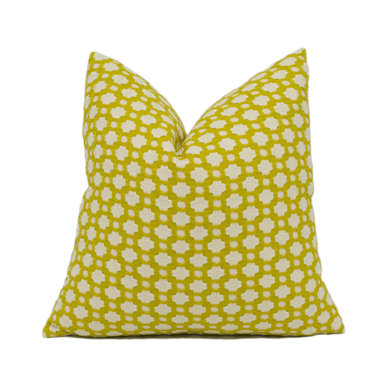 Schumacher - Betwixt - Chartreuse / Ivory - Textural Woven Geometric Cushion Cover - Handmade Throw Pillow - Designer Home Décor