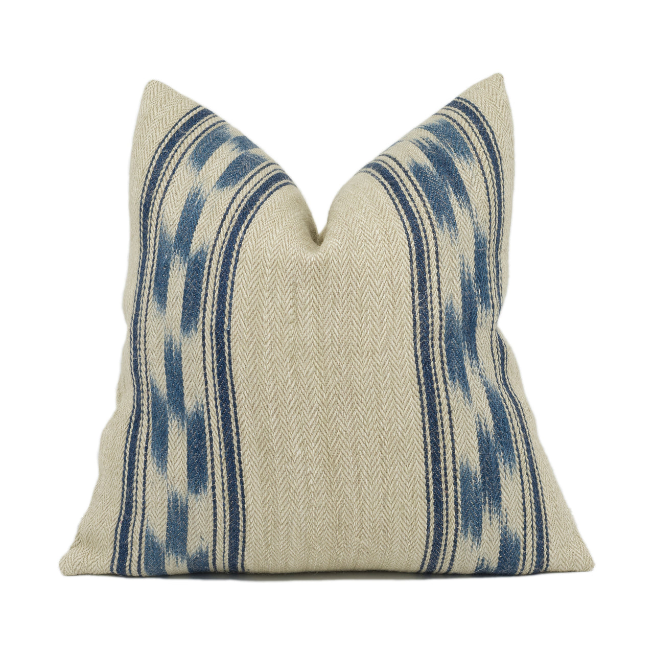 Schumacher - Mojave Ikat Stripe - Indigo - Artisanal Woven Jute Cushion Cover - Handmade Throw Pillow - Designer Home Décor