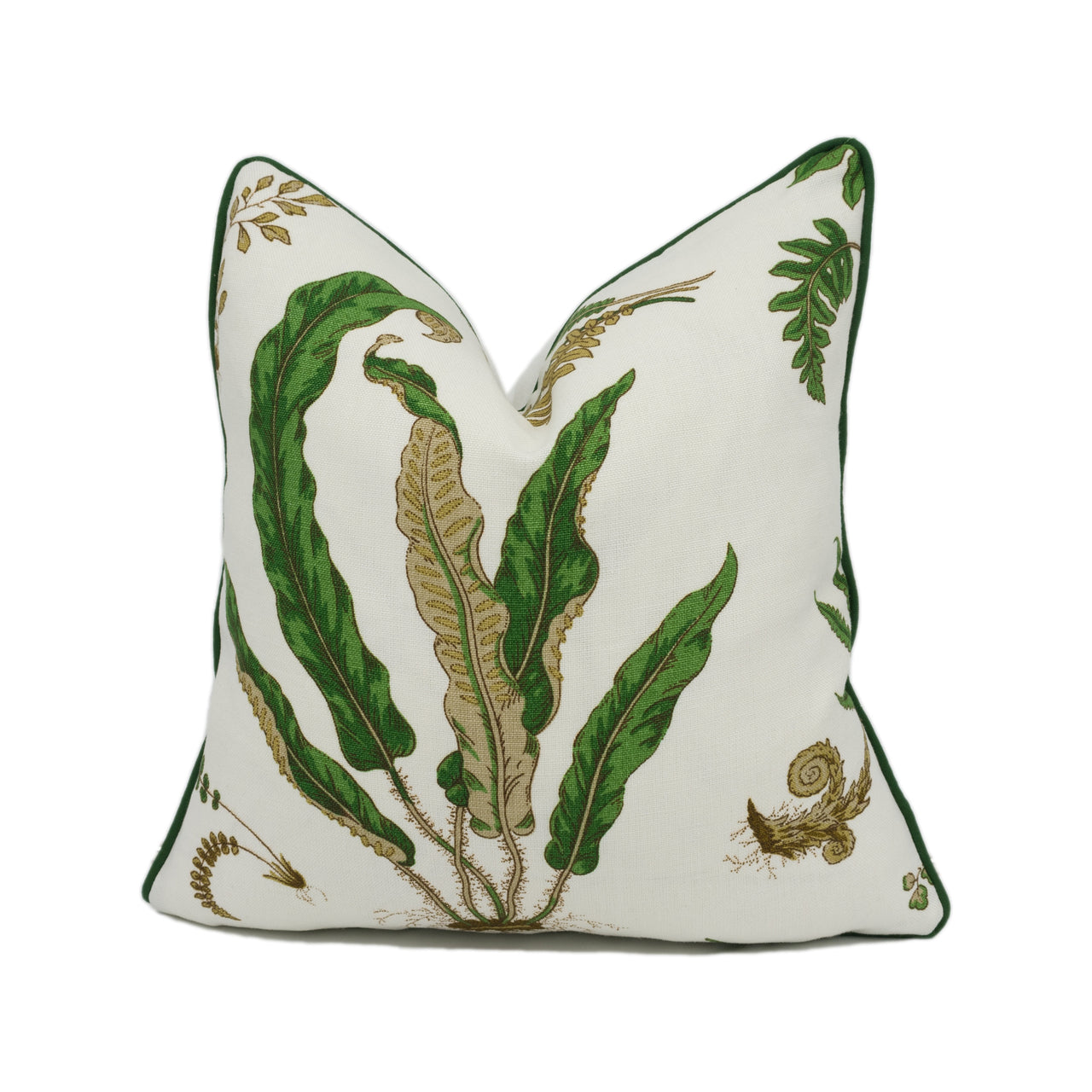 GP & J Baker - Ferns - Original Green - Stunning Contrast Piped Botanical Floral Cushion Cover - Handmade Throw Pillow - Designer Home Décor