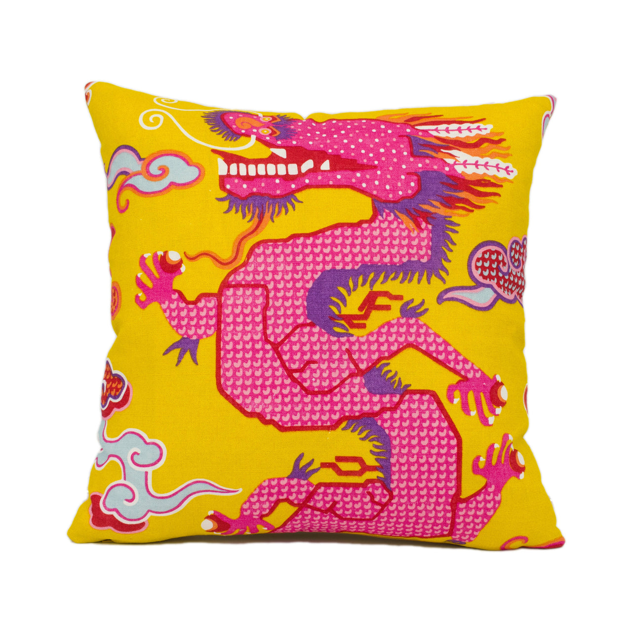 Schumacher - Magical Ming Dragon - Yellow - Fantastical Tibetan Inspired Designer Cushion Cover - Handmade Throw Pillow - Luxury Home Décor