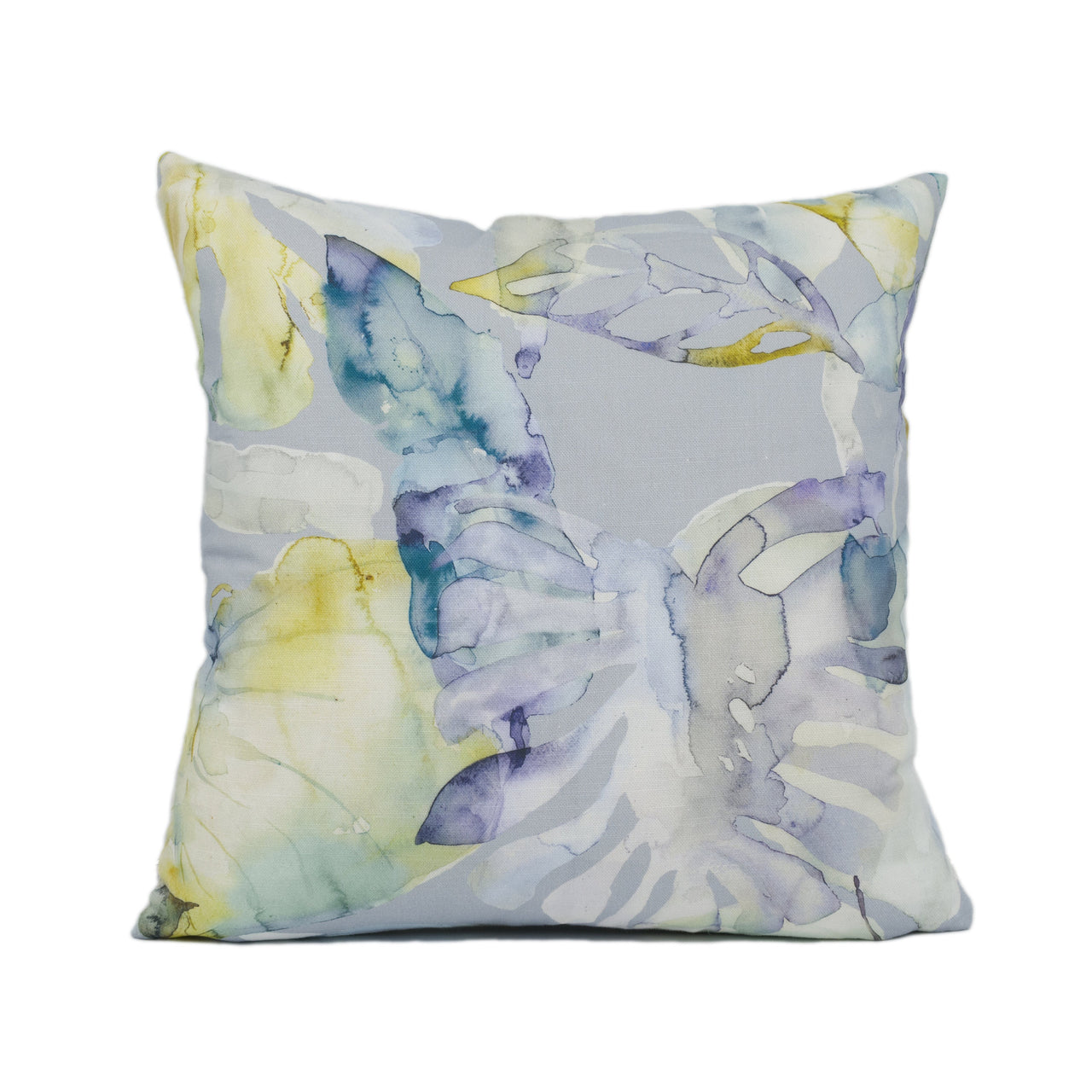 Voyage - Salvador - Lemon / Grey - Watercolour Botanical Monstera Leaf Cushion Cover - Handmade Throw Pillow - Designer Home Décor