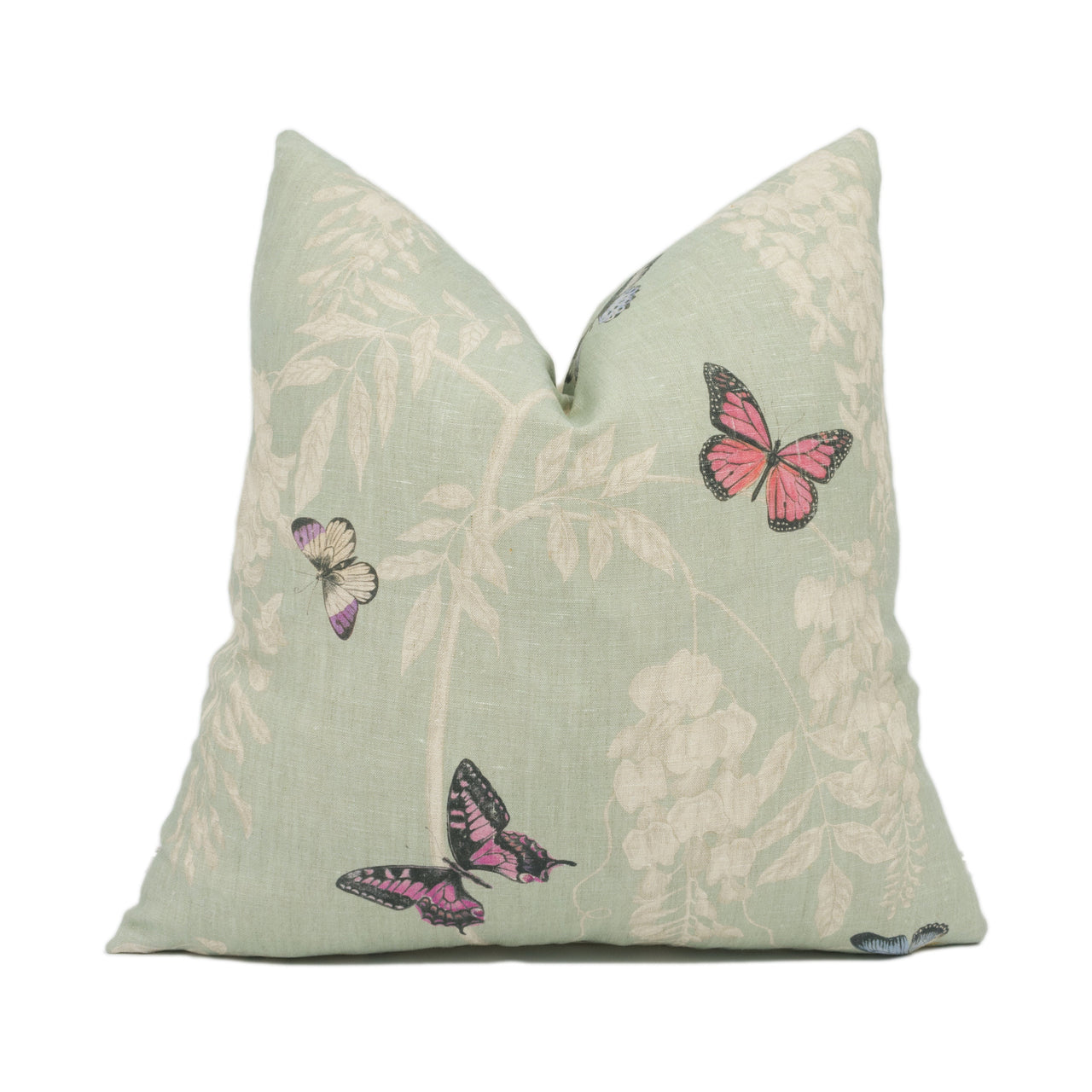 Sanderson - Wisteria & Butterfly - Seaspray / Multi - Pretty Floral Vine Cushion Cover - Handmade Throw Pillow - Designer Home Décor