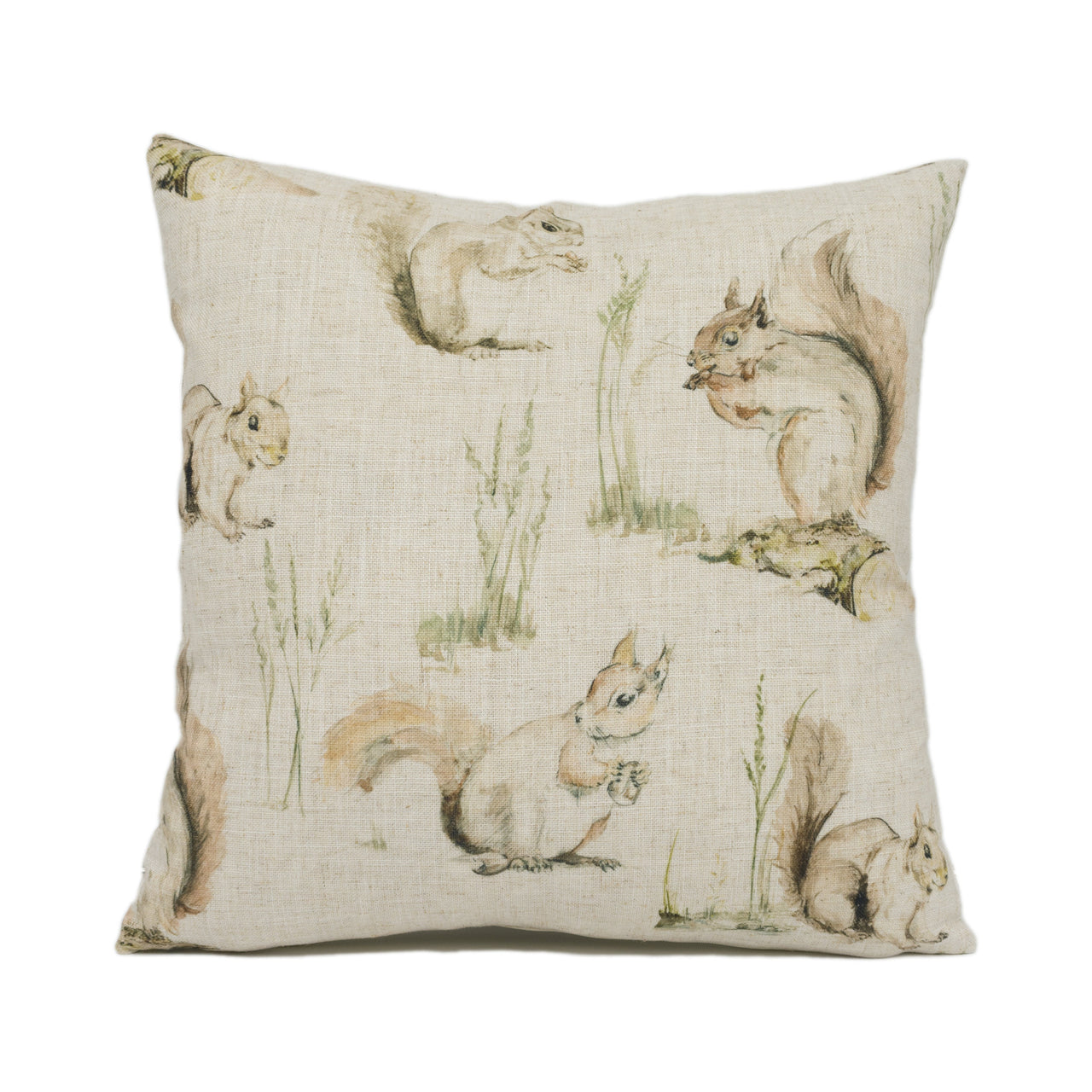 Clarke & Clarke - Squirrels - Linen - Cute Woodland Wildlife Cushion Cover - Handmade Throw Pillow - Designer Home Décor