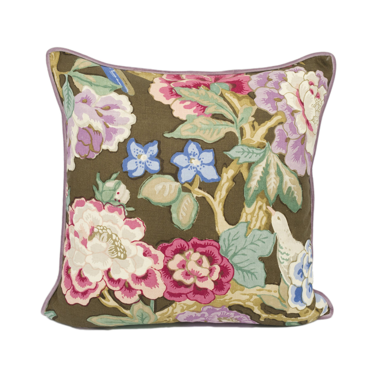 Schumacher / Mary McDonald - Bermuda Blossoms - Cocoa - Bold Traditional Floral Cushion Cover - Handmade Throw Pillow Designer Home Décor